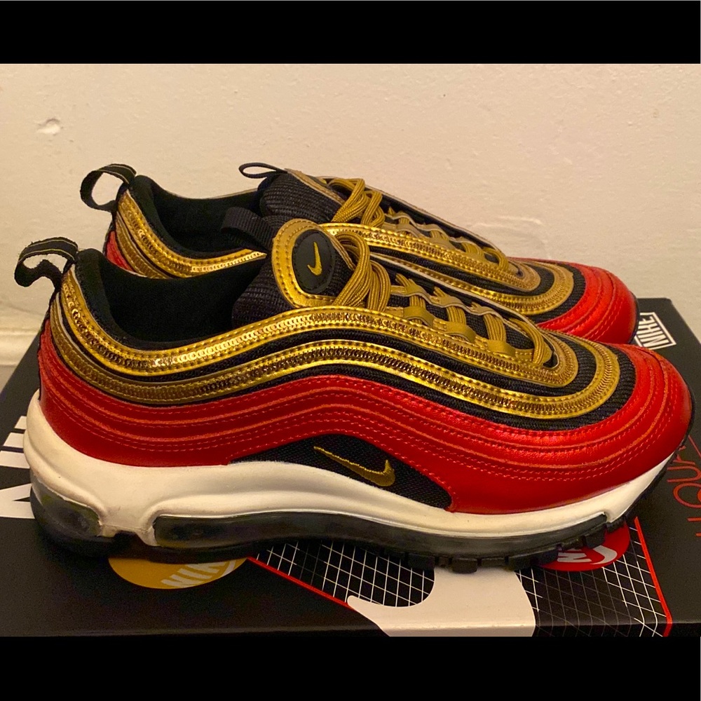 Nike Air Max 97 Red Gold Sequin